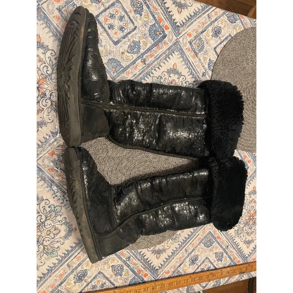 UGG Australia Classic Tall Sparkle Black Sequin Boots 3172 Womens 8